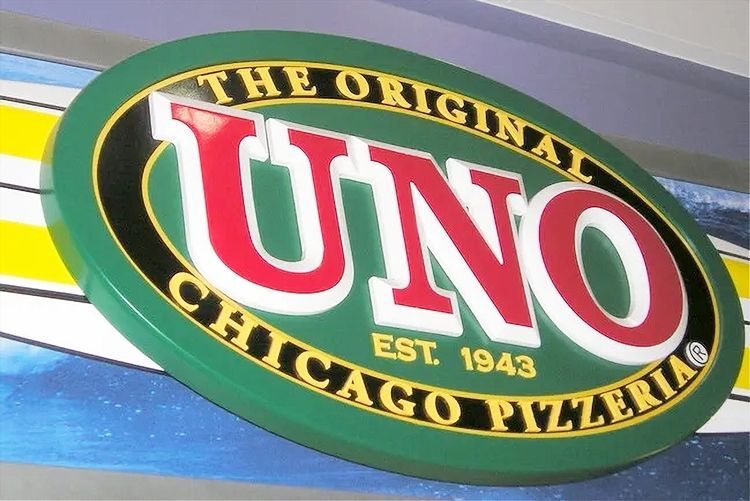 MA3019 - Carved "Uno Chicago Pizzeria"  HDU Sign with 3-D Letters 