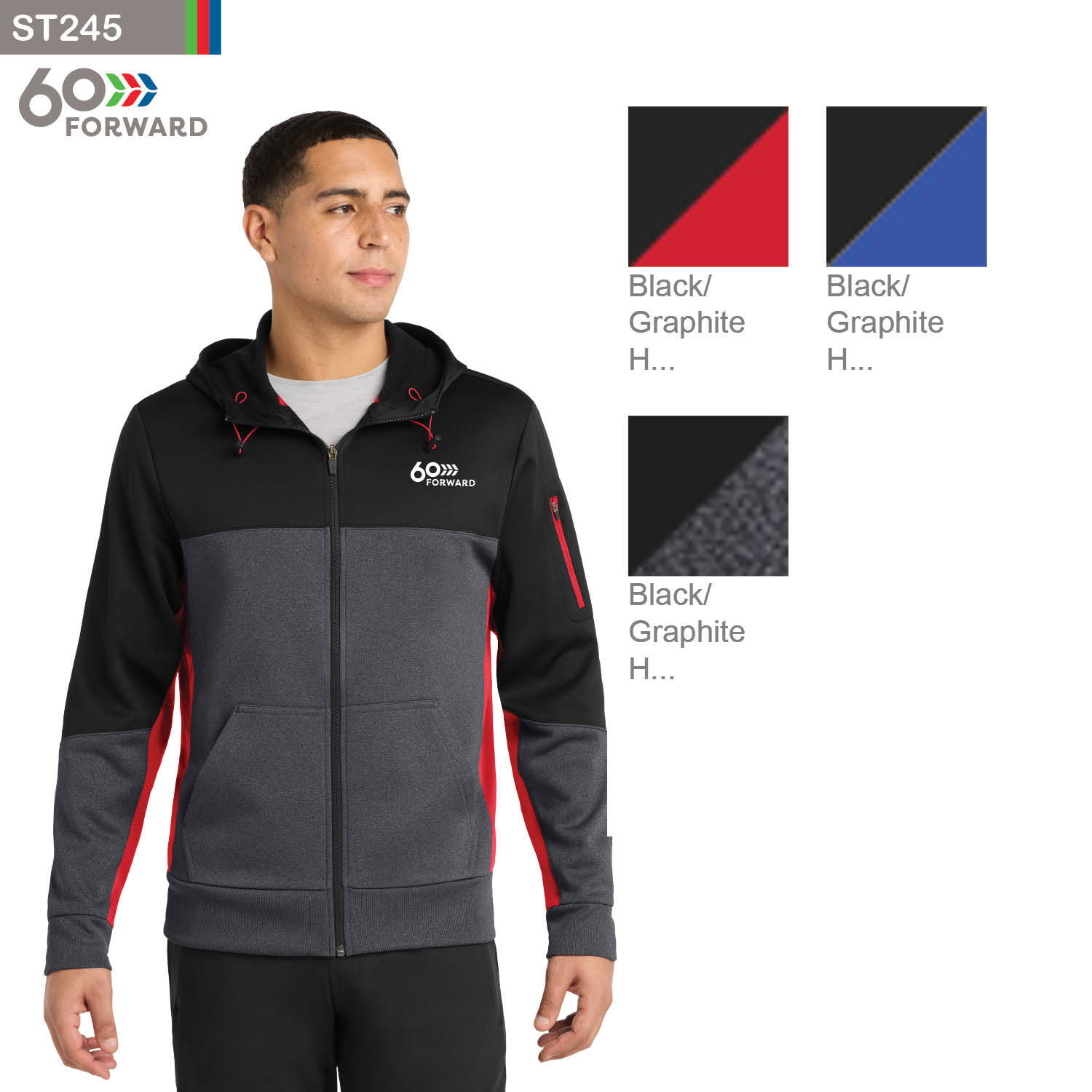 Sport-Tek® Tech Fleece Colorblock Full-Zip Hooded Jacket