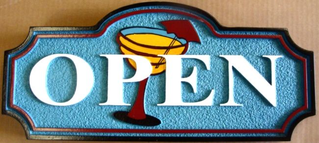 RB27190 - "Bar is Open" Plaque for Home or Commercial Bar