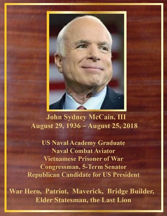 AP-2125 - Memorial Plaque for Senator John McCain, Mahogany