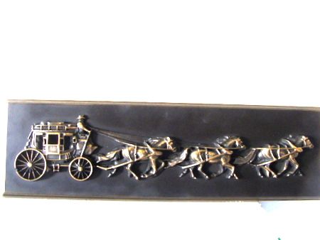 C12213A - Bronzed Stagecoach Wall Plaque for Bank