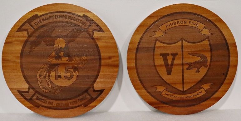 M3331 - Stained and Carved Cedar Signs for Marine Air Ground Task Force and Phibron 5 (Gallery 31)