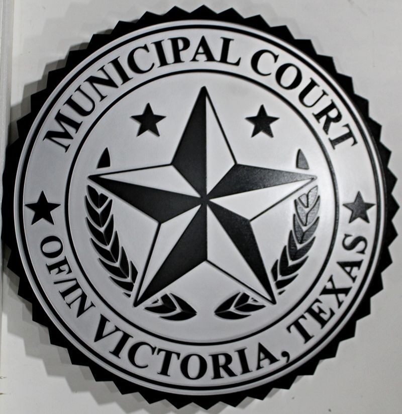 HP-1213 - Carved 2.5-D Raised Relief Plaque of the Seal of the Municipal Court, Victoria, Texas