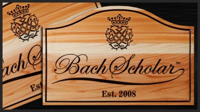 Y34702 - Engraved Western Red Cedar Wall plaque Commemorating   a Bach Scholar.