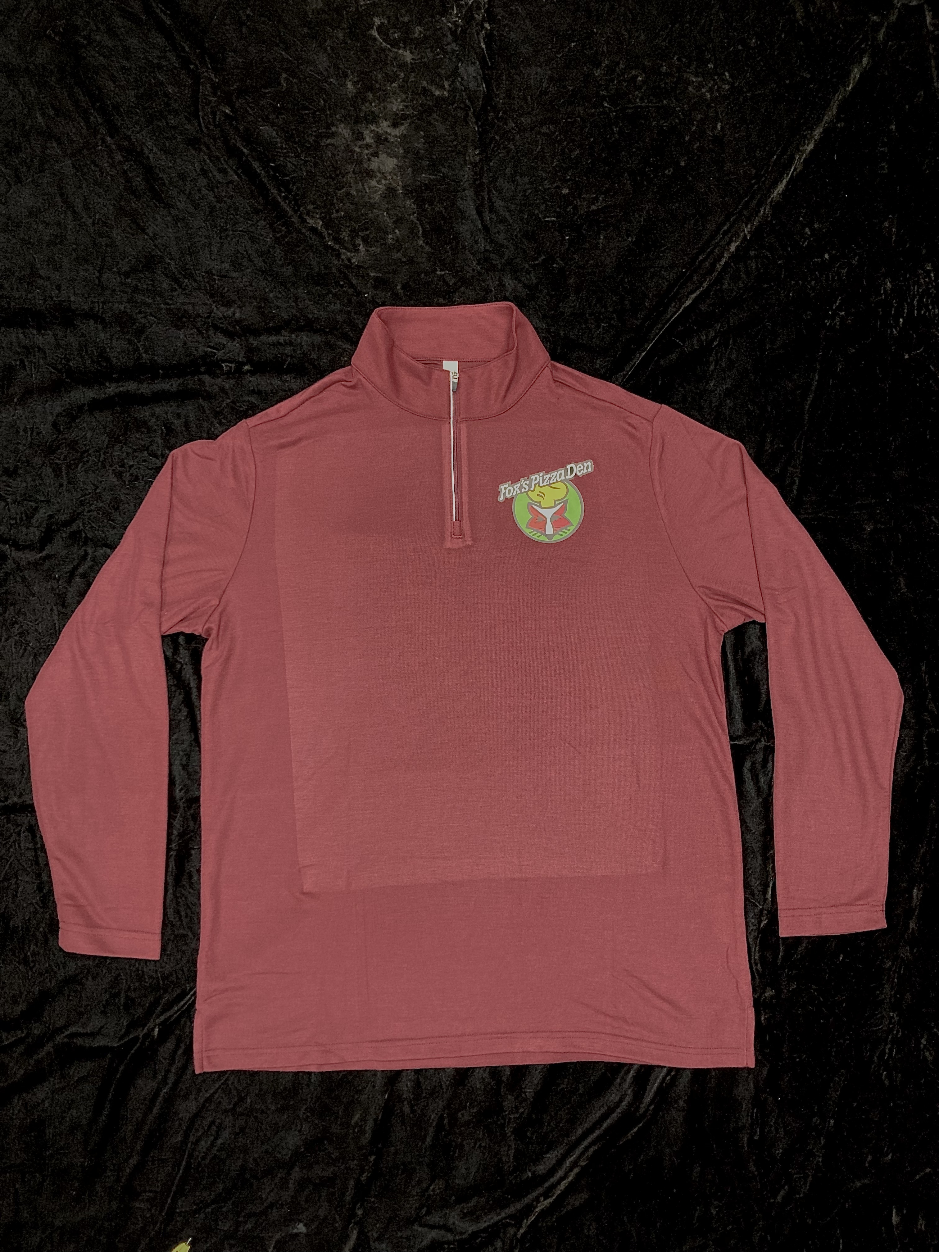 SALE Fox's Logo - Large Burgundy Polyester Quarter-Zip