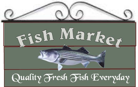 L22304 - Design of Wood Sign for Fish Market with Image of Fish