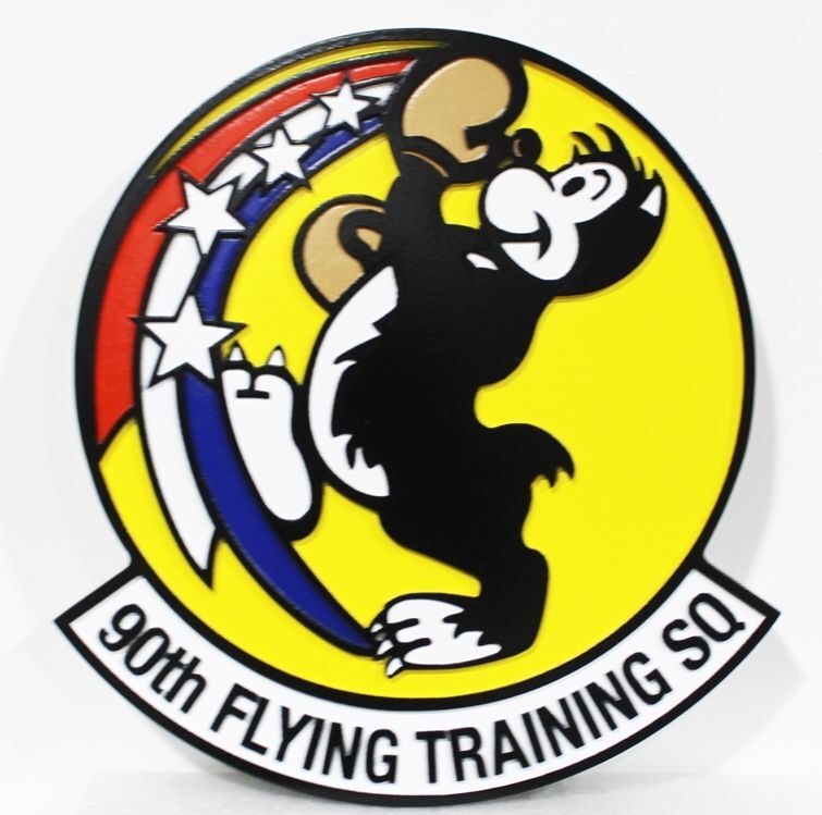 LP-5191 - Carved 2.5-D Raised Relief HDU Plaque of the Crest of the 90th Flying Training Squadron