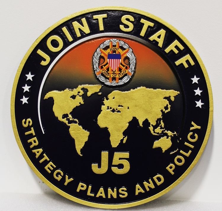 IP-1110 - Carved 2.5-D Raised Relief HDU Plaque of the Seal of the  Joint Staff (J5), Strategy Plans and Policy   