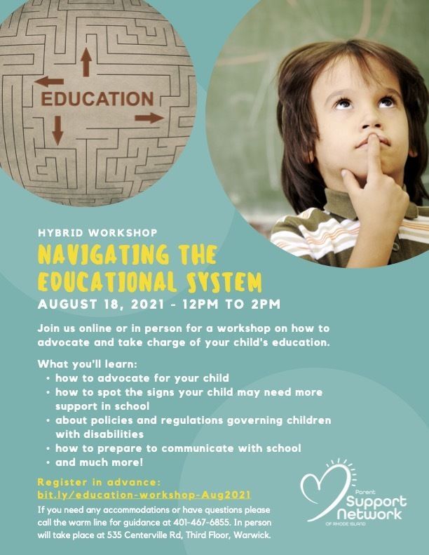 Navigating Educational System Hybrid Workshop flyer