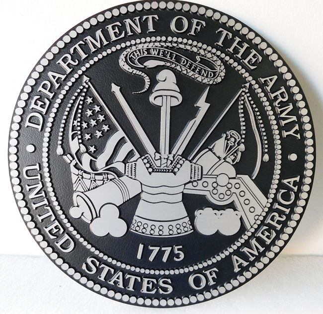 MP-1075 -  Plaque of the Seal of the US Army (USA), Solid Aluminum