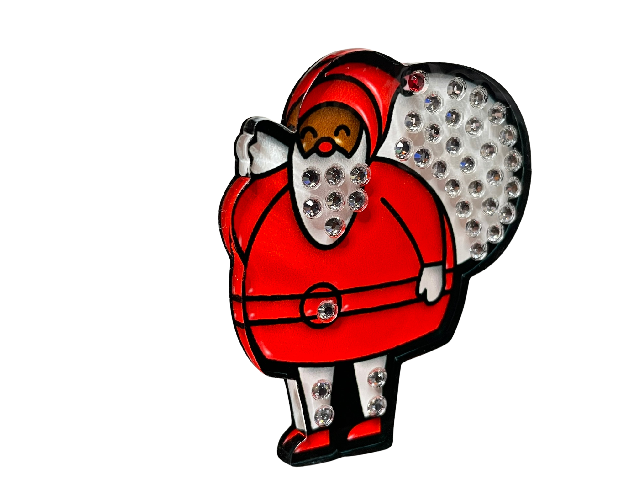 Rhinestone Classic Red Santa Acrylic Pin