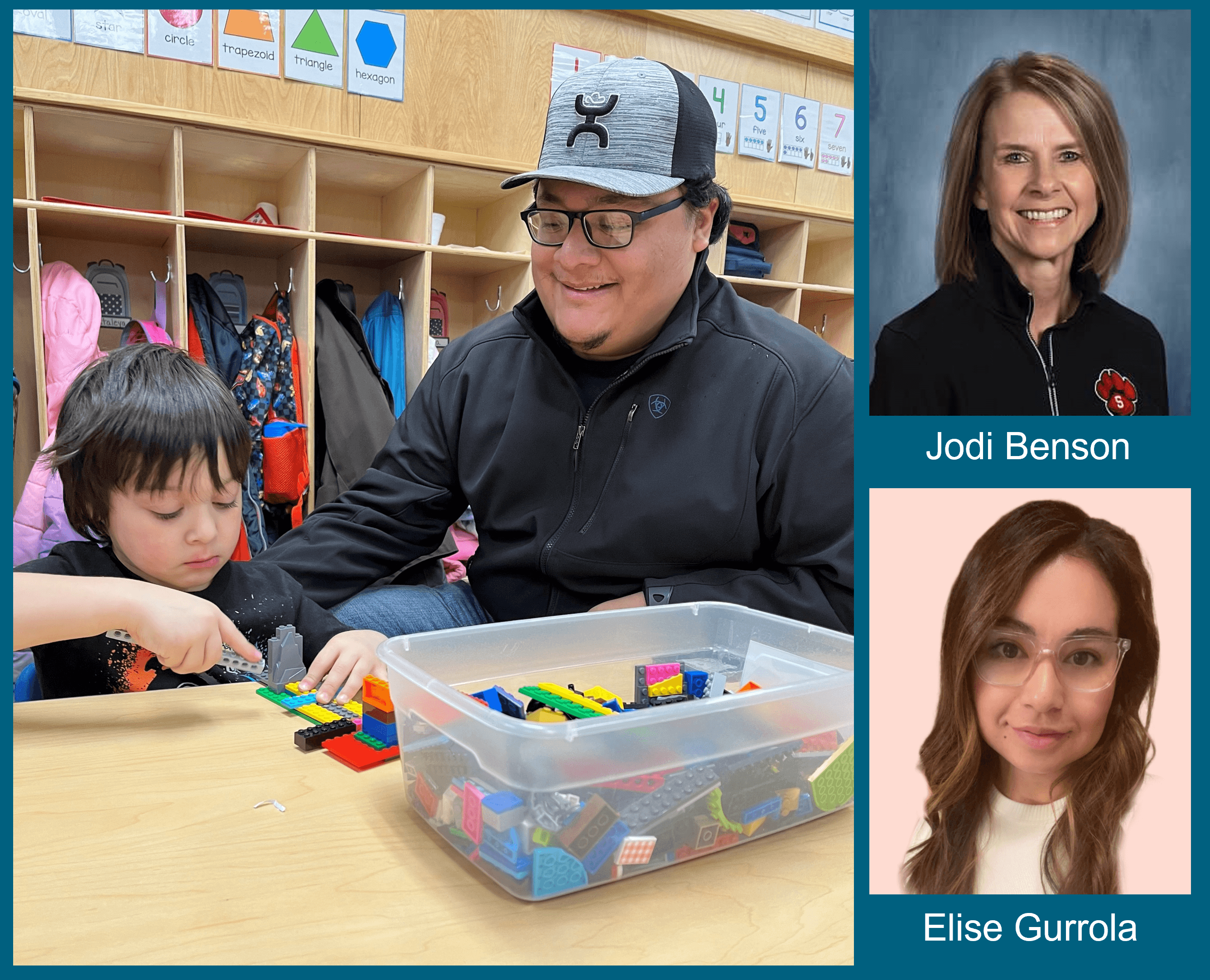 Man playing with Child at childcare center Photos of Jodi Benson and Elise Gurrola.