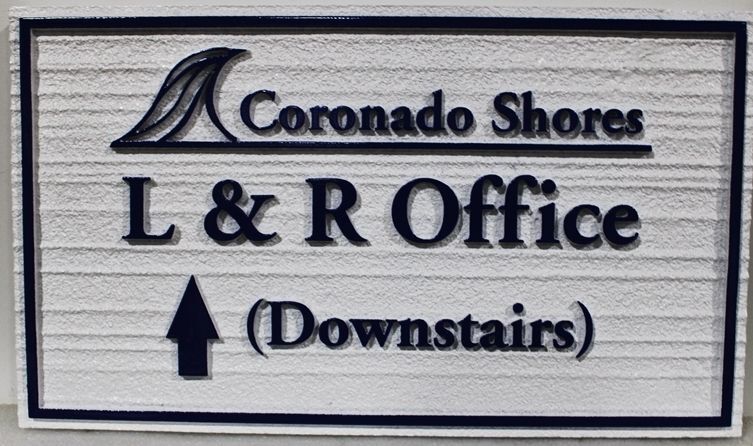 KA20538 0 Carved and Sandblasted Wood Grain   L & R Office Sign for the Coronado Shores Condominiums