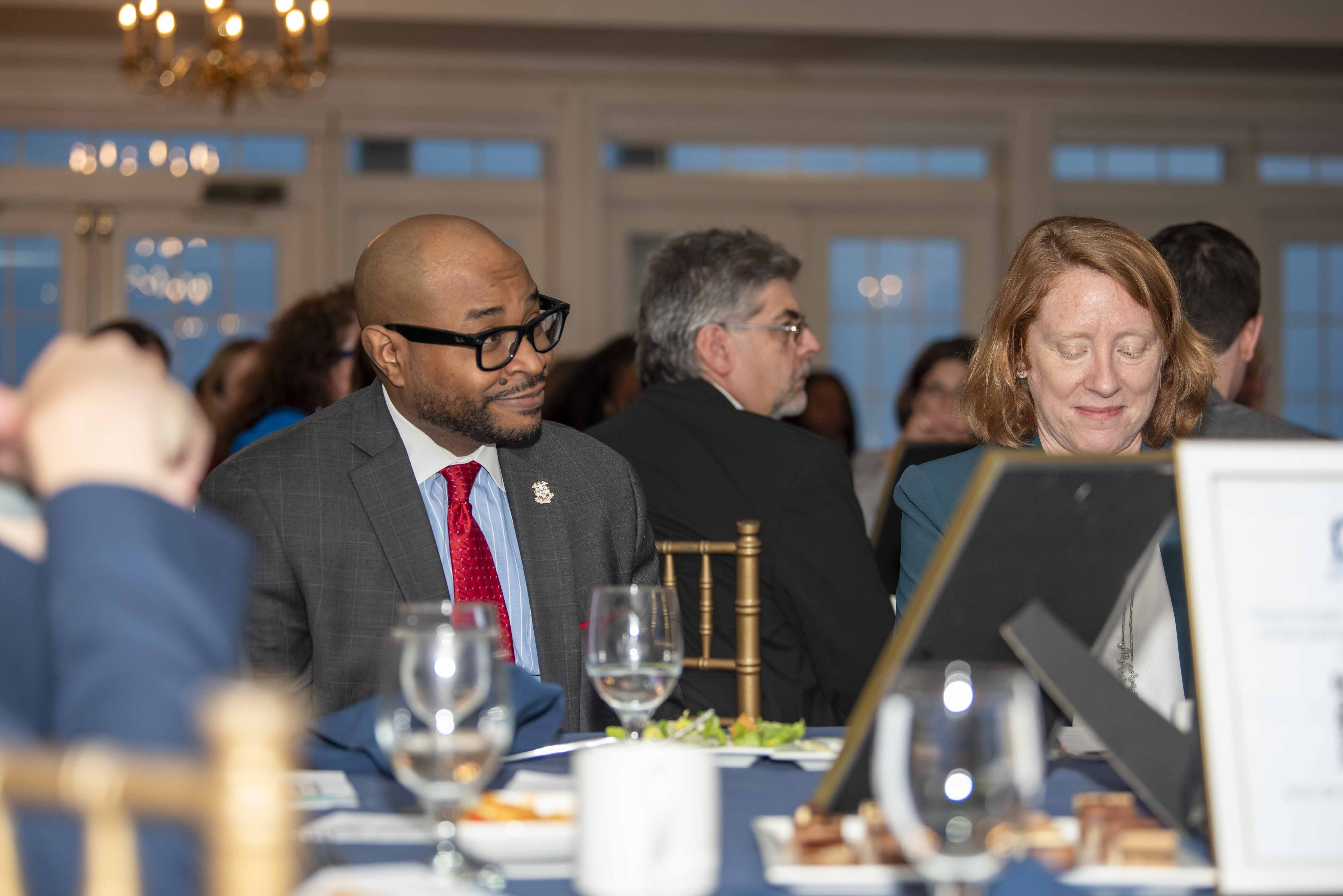 Chief Justice Raheem L. Mullins and Judge Victoria Chavey, past CBF president of the Board seated during the annual reception