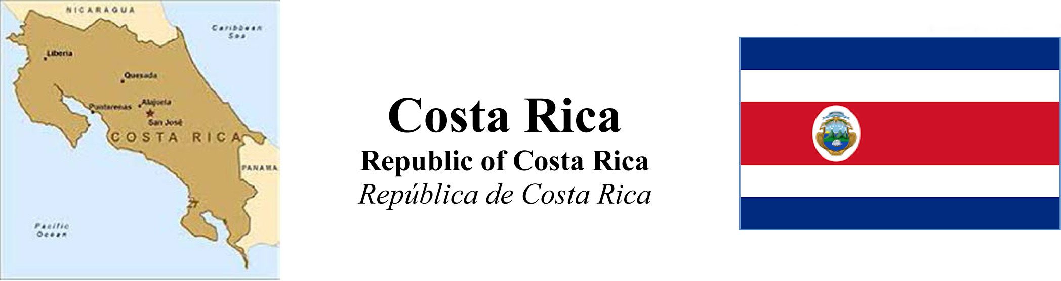 Costa Rica Map & Flag