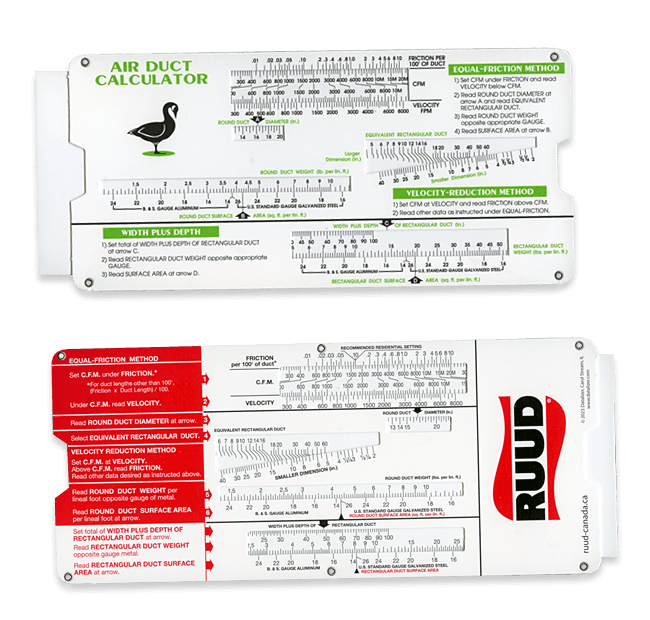 Air Duct Slide Rule Calculator 