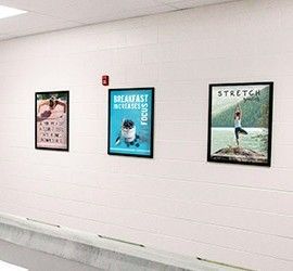 Healthy lifestyle posters, 3 school posters on a wall, custom signs, nutrition education