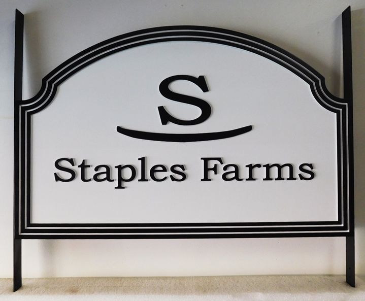 O24052 - Carved HDU Entrance Sign for "Staples Farms" 