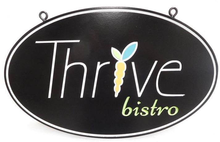 Q25016 - Carved Entrance Sign for the "Thrive" Bistro,2.5-D Artist-Painted  