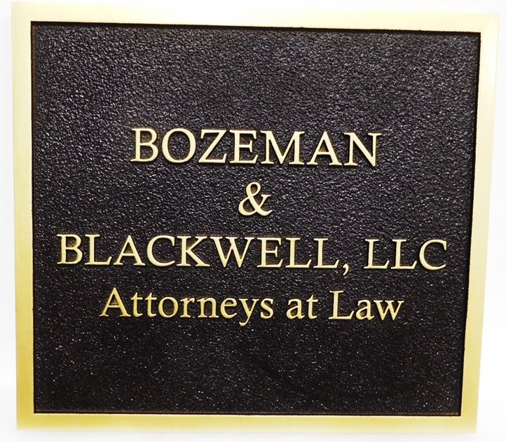 A10427 - Carved and Sandblasted 2.5-D HDU entrance Sign for the Offices of Bozeman & Blackwell Attorneys-at-Law 