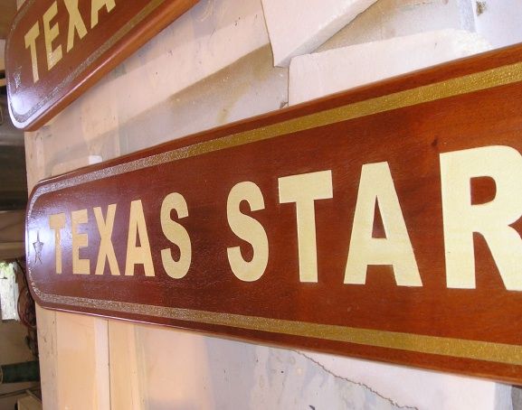 M3086- Carved Mahogany Plaque with 24K Gold Leaf Gilt Borders for "Texas Star" (Gallery 20, p 3)