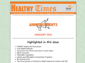 The Arc of NJ's Healthy Times Newsletter, January 2022