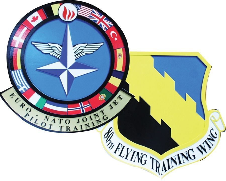 LP-5008 - Carved 2.5-D Raised Relief HDU Plaques for the 80th Flying Training Wing and Euro-NATO Joint Jet Pilot Training Program (ENJJPT)