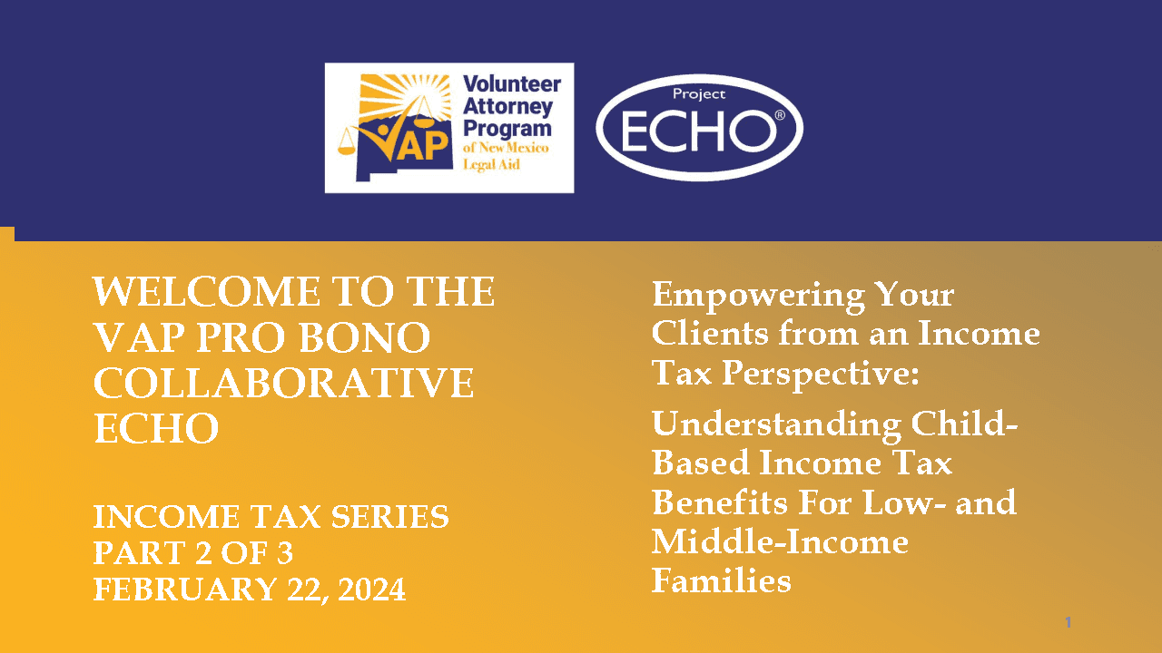 2024 Part 2:  Understanding Income Tax Benefits for Low- & Middle-Income Families