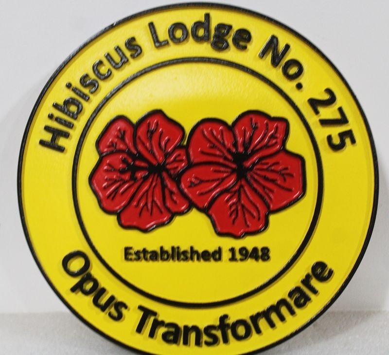 UP-3232 - Carved 2.5-D Multi-Level Plaque for Hibiscus Lodge No. 275