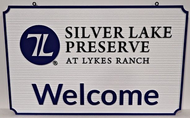 GA16442A - Carved High-Density-Urethane (HDU) Welcome Sign for "Silver Lake Preserve at Lykes Ranch"