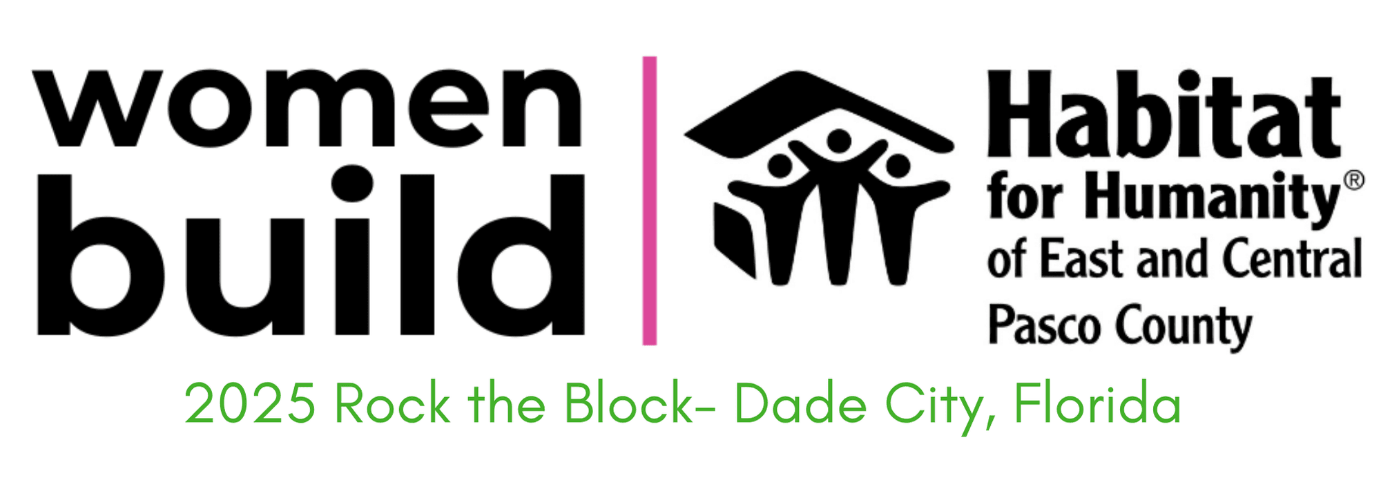 Women Build logo for Habitat for Humanity of East and Central Pasco County, empowering women to support affordable housing through hands-on construction and fundraising.