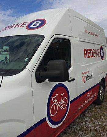 Cincy Red Bike Vehicle Wrap Van