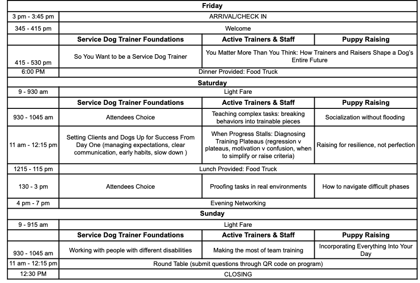 SDS Workshop Schedule