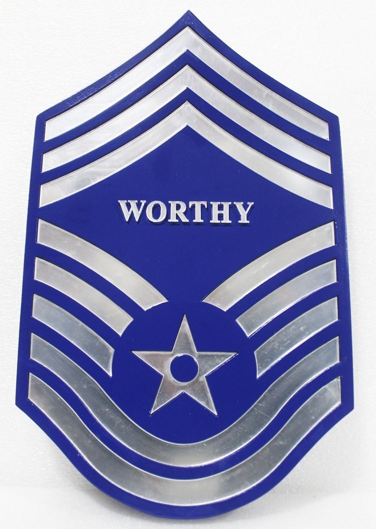 LP-2822 - Carved Plaque of the Air Force Chief Master Sergeant (E-9) Rank Insignia, Artist Painted