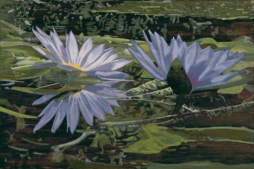 San Francisco Water Lilies, oil on Luan veneer, 24" x 36"