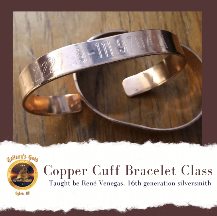 Copper Cuff Bracelet Class, Fri May 15 at 7pm (Taught by Rene in classroom A and B, $35)