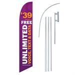 Solavei Purple $39 Unlimited Swooper/Feather Flag + Pole + Ground Spike