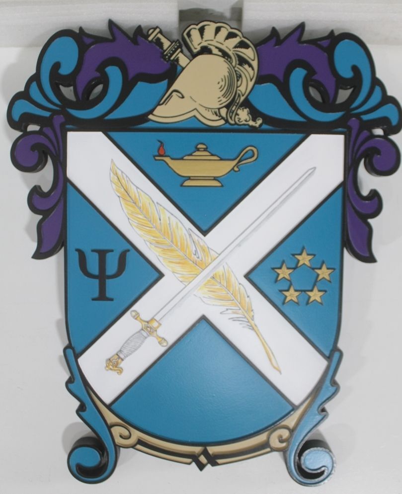 XP-3543 - Giclee Printed Plaque of a Coat-of-Arms with Helmet and Shield 