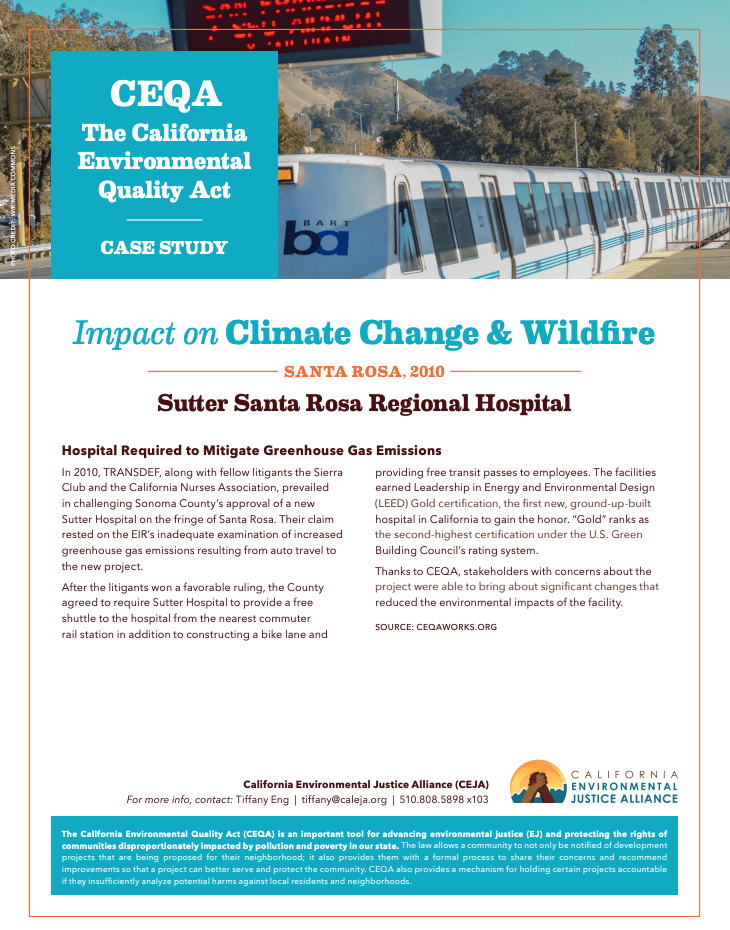 Impact on Climate Change & Wildfire Sutter Santa Rosa Regional Hospital