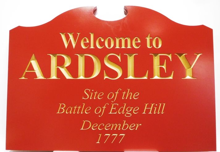 GA16434 - Carved Engraved HDU Sign  Ardsley, the Site of the Battle of Edge Hill 