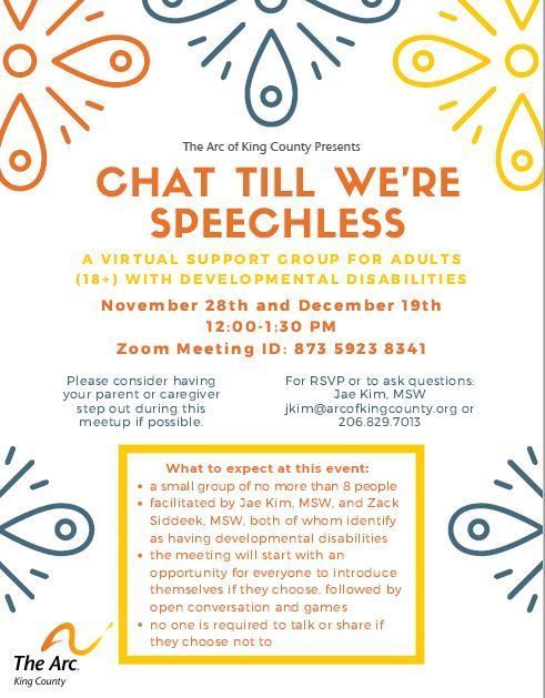 Virtual Support Group for People with Developmental Disabilities