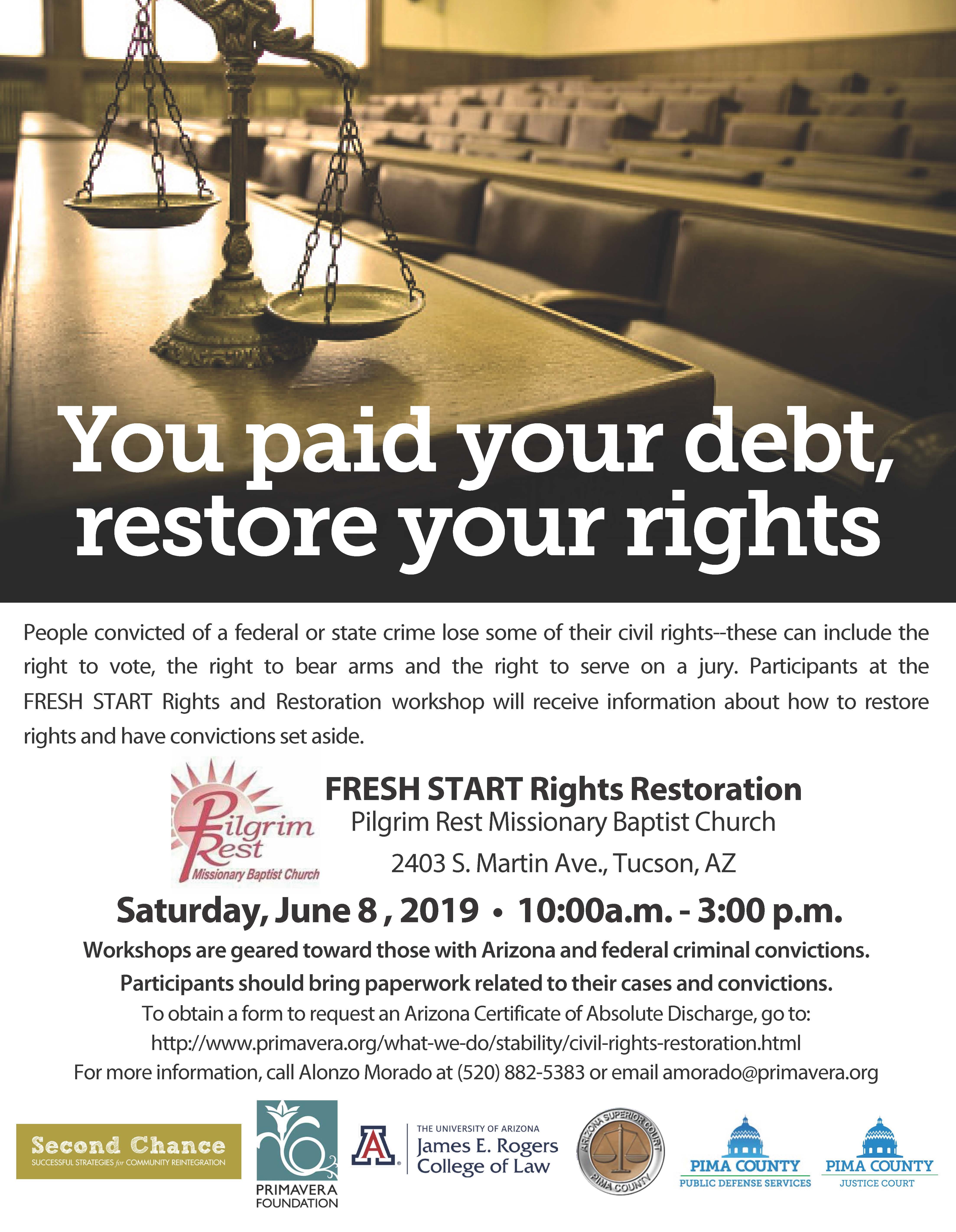 Civil Rights Restoration Workshop : The Primavera Foundation - Pathways Out  of Poverty | More to Love: Events Calendar