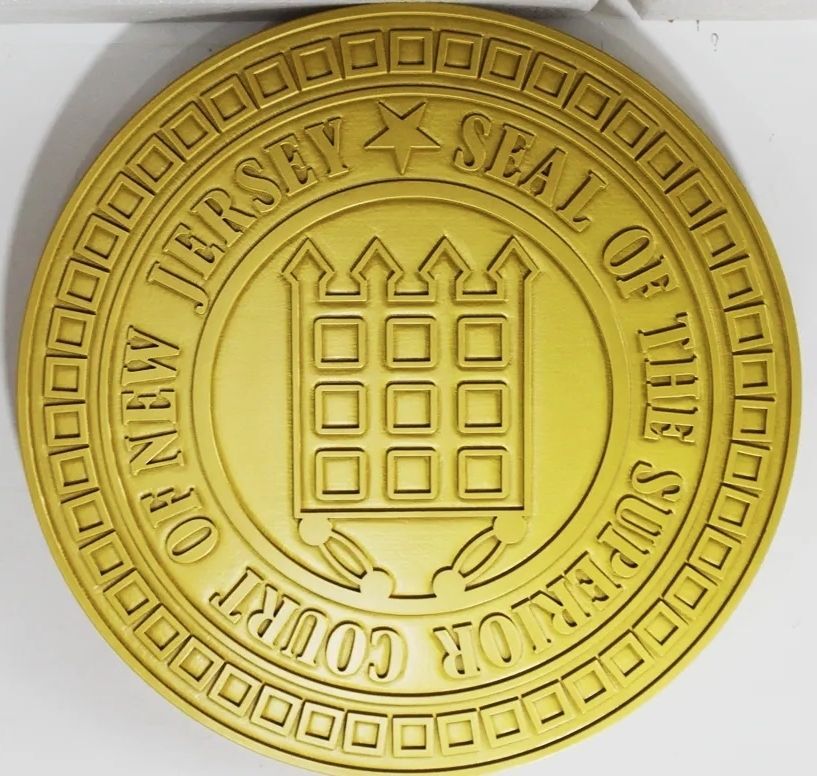 GP-1216A - Carved 2.5-D Multi-Level Plaque of the Seal of the Superior Court of New Jersey