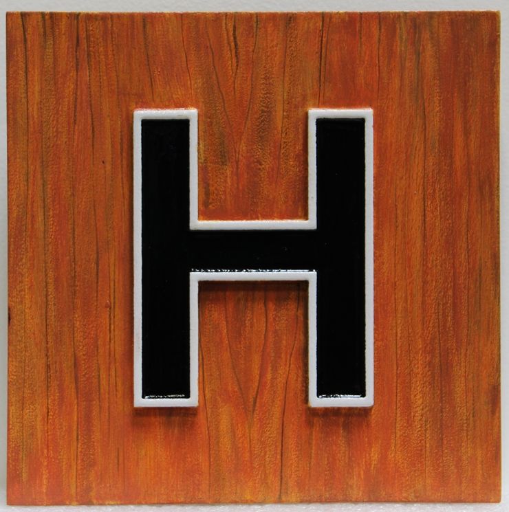UP-2160 - Wood Wall Plaque of the "H" Logo of  a Club 