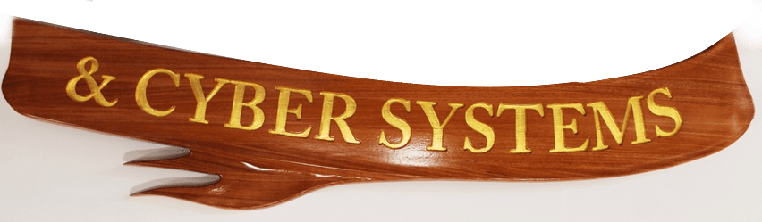 RP-1881 - Carved Mahogany Entrance Banner Sign for Cyber Systems, Coast Guard Academy