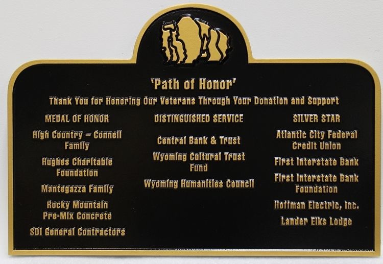 ZP-2094 - Carved 2.5-D Raised Relief Bronze-Plated Dedication Plaque for the "Path of Honor"