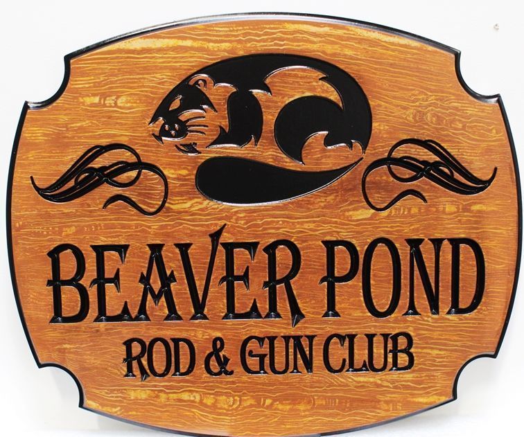 M1872 - Engraved Faux Wood Sign for the Beaver Pond Rod & Gun Club  