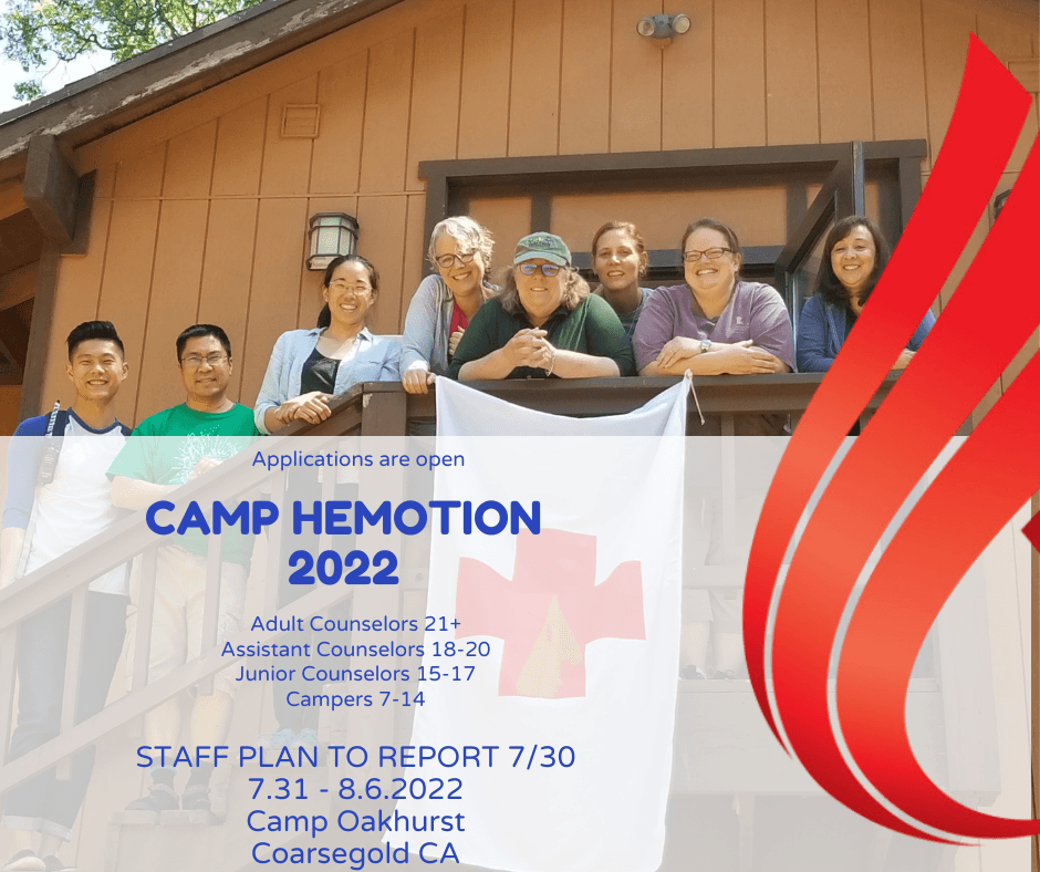 7/31-8/6 Camp Hemotion APPLY HERE