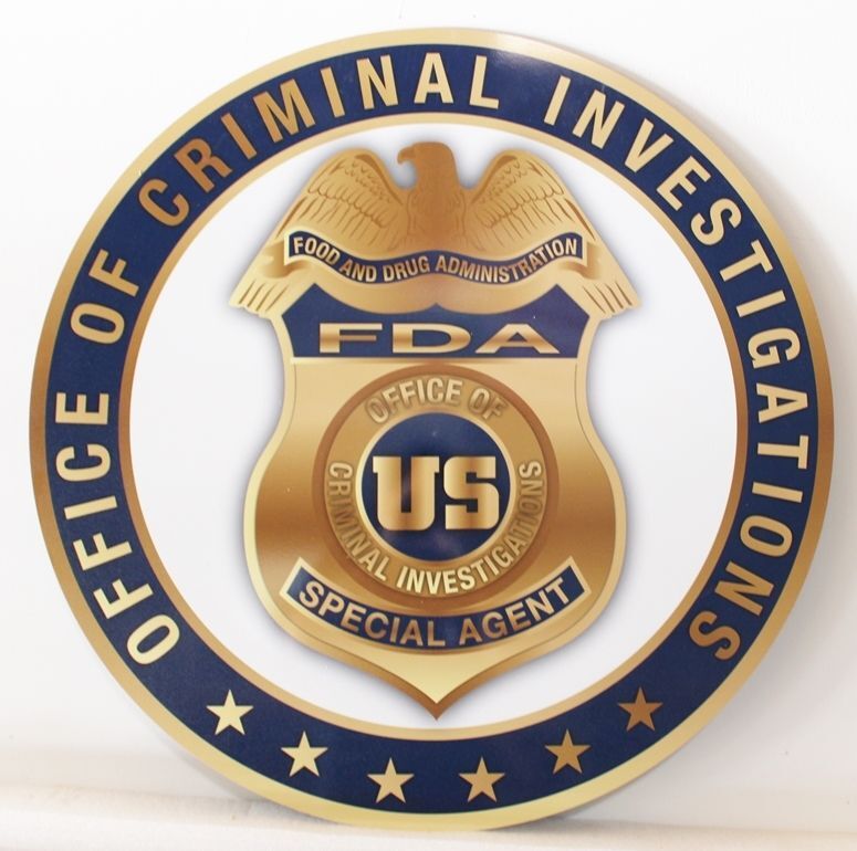 PP-1559 - Printed 2-D Acrylic Plaque of a  Badge of  an Agent of the Office of Criminal Investigation, Food & Drug Administration