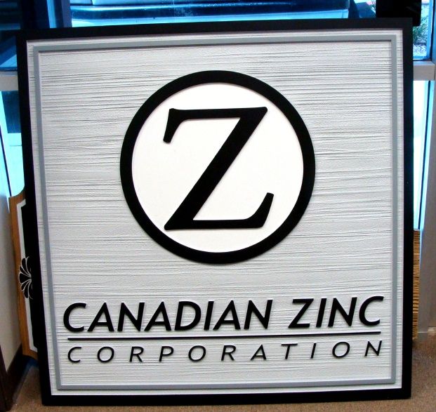 SA28550 - Carved and Sandblasted Wood-Grain Sign for Canadian Zinc Corporation with its Logo.